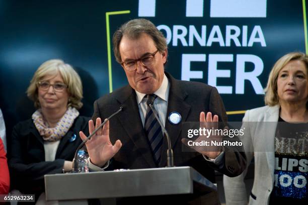 Former catalan President ARTUR MAS holds a press conference in Barcelona, Spain on 13 March after Spanish constitutional court announced barred him...