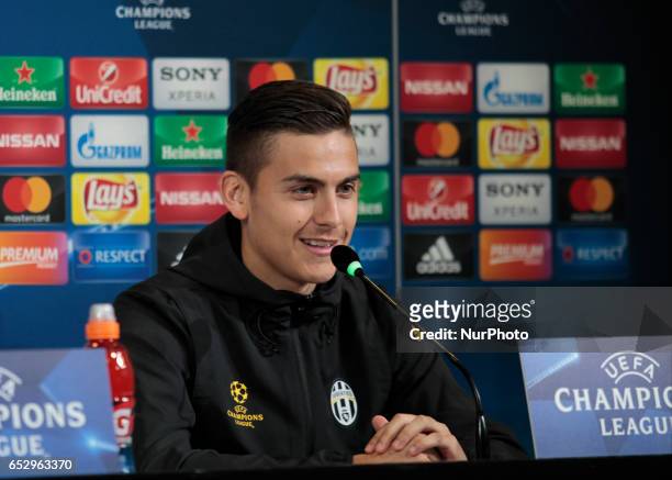 Paulo Dybala during the press conference before Champions League match between Juventus v Porto, in Turin, on March 13, 2016