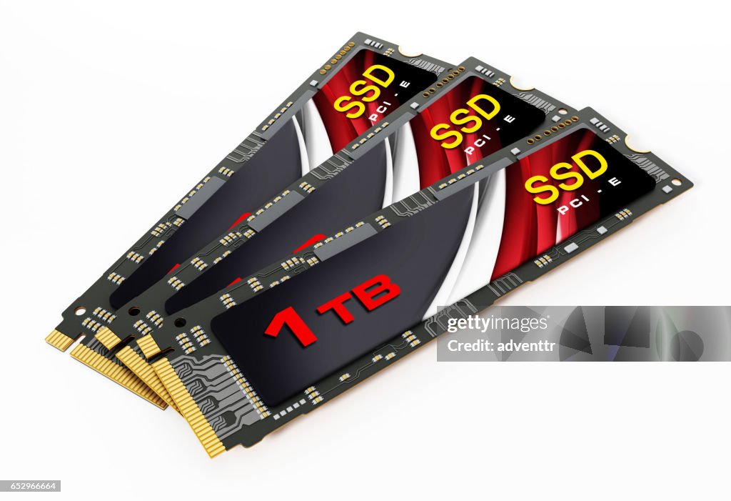 SSD (Solid State Drive)s isolated on white. Generic design.