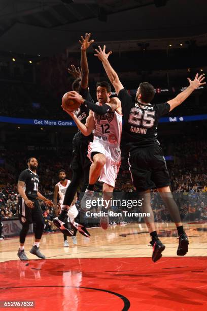 March 13 : Will Sheehey of the Raptors 905 goes up for the shot against Patricio Garino of the Austin Spurs at the Air Canada Centre on March 13,...