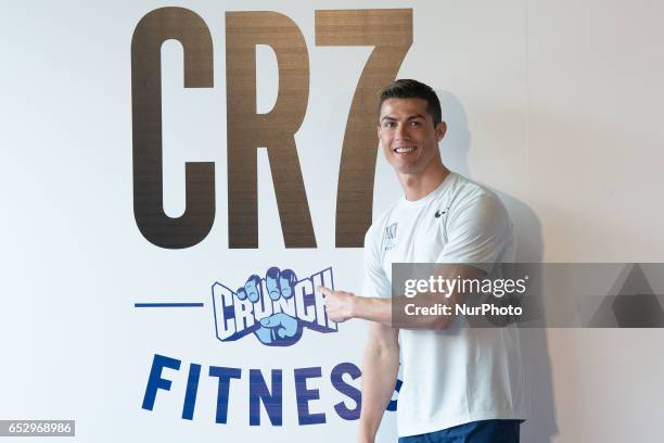 Real Madrid Football player Cristiano Ronaldo assist to the &quot;CR7 Crunch Fitness&quot; gym at &quot;Alcala Norte&quot; Mall in Madrid, on March...