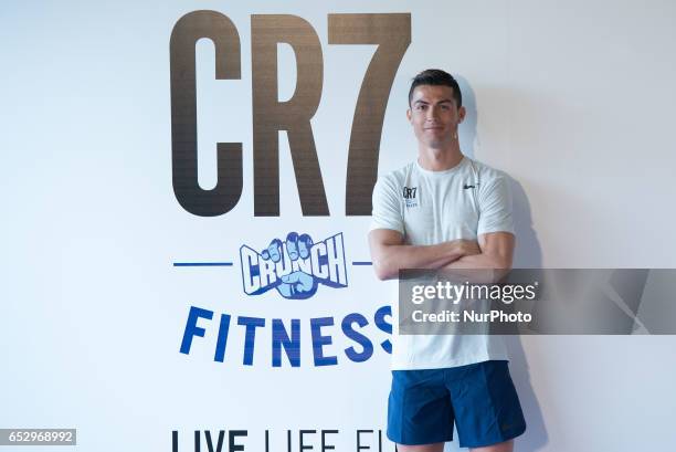 Real Madrid Football player Cristiano Ronaldo assist to the &quot;CR7 Crunch Fitness&quot; gym at &quot;Alcala Norte&quot; Mall in Madrid, on March...