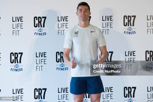 Real Madrid Football player Cristiano Ronaldo assist to the &quot;CR7 Crunch Fitness&quot; gym at &quot;Alcala Norte&quot; Mall in Madrid, on March...