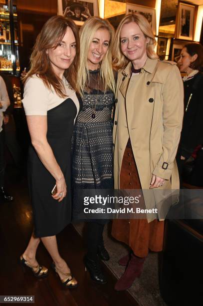 Emily Oppenheimer, Jenny Halpern-Prince and Kate Reardon attend a cocktail party at the Bulgari Hotel London to celebrate the launch of MIASUKI at...