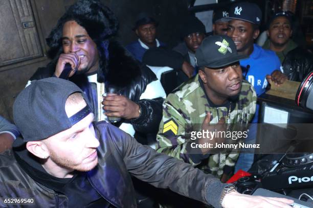 Drewski, Oun P and Murda Mook perform during Tanduay After Party With Cardi B And Dave East at The Griffin on March 12, 2017 in New York City.