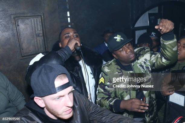 Drewski, Oun P and Murda Mook perform during Tanduay After Party With Cardi B And Dave East at The Griffin on March 12, 2017 in New York City.