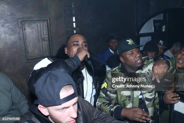 Drewski, Oun P and Murda Mook perform during Tanduay After Party With Cardi B And Dave East at The Griffin on March 12, 2017 in New York City.