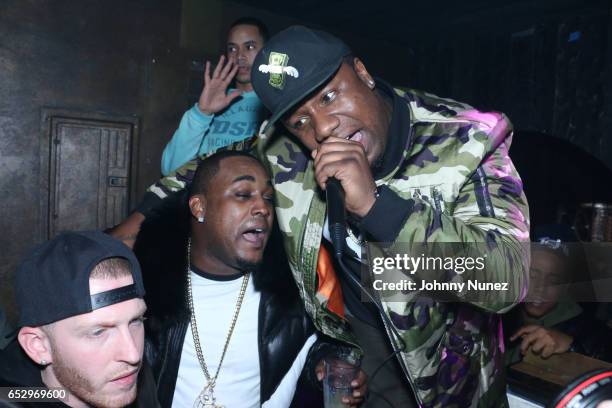 Drewski, Oun P and Murda Mook perform during Tanduay After Party With Cardi B And Dave East at The Griffin on March 12, 2017 in New York City.