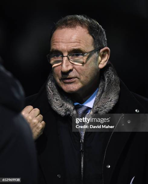 Wicklow , Ireland - 13 March 2017; Republic of Ireland manager Martin O'Neill in attendance at the SSE Airtricity League Premier Division match...