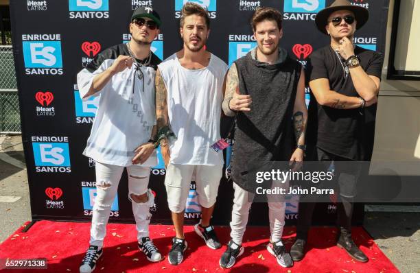 Juan David M. Castano, Juan David Huertas Clavijo, Pablo Mejia Bermudez and David Escobar Gallego of Piso 21 backstage during the iHeartLatino...