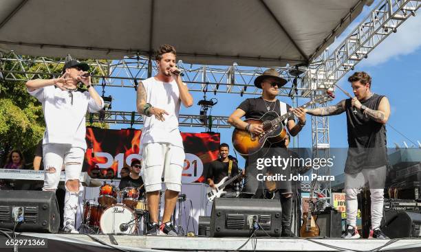 Juan David M. Castano, Juan David Huertas Clavijo, Pablo Mejia Bermudez and David Escobar Gallego of Piso 21 perform on stgae during the iHeartLatino...