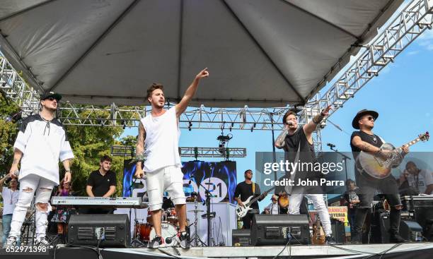 Juan David M. Castano, Juan David Huertas Clavijo, Pablo Mejia Bermudez and David Escobar Gallego of Piso 21 perform on stgae during the iHeartLatino...