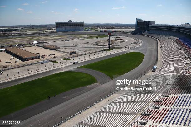 General view of the track is seen during the Texas Motor Speedway Track Renovation Unveiling at Texas Motor Speedway on March 13, 2017 in Fort Worth,...