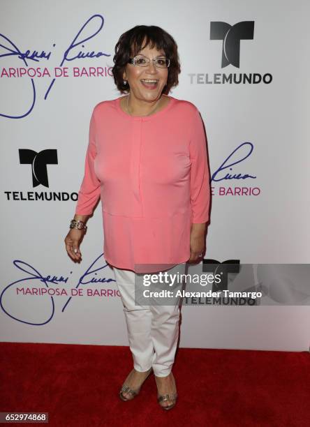 Dona Rosa Rivera is seen at the introduction of the cast of "Jenni Rivera: Mariposa de Barrio" at Telemundo Studios on March 13, 2017 in Miami,...