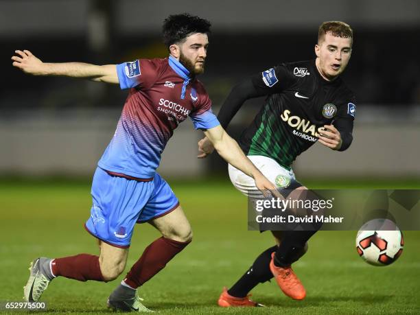 Wicklow , Ireland - 13 March 2017; Adam Wixted of Drogheda United in action against Ryan Robinson of Bray Wanderers during the SSE Airtricity League...