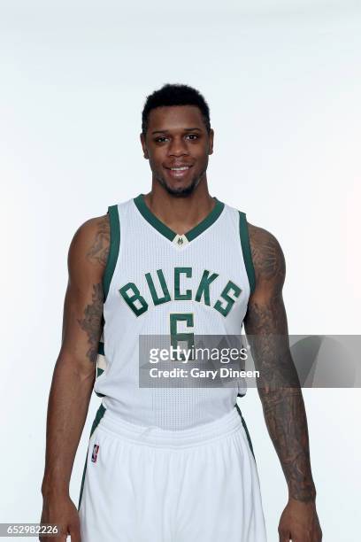 Terrence Jones of the Milwaukee Bucks pose for portraits before the Milwaukee Bucks game on March 11, 2017 at the BMO Harris Bradley Center in...