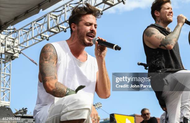 Juan David M. Castano, of Piso 21 performs during the iHeartLatino TU94.9FM Calle Ocho festival on March 12, 2017 in Miami, Florida.