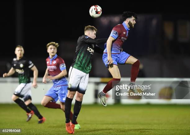 Wicklow , Ireland - 13 March 2017; Adam Wixted of Drogheda United in action against Ryan Robinson of Bray Wanderers during the SSE Airtricity League...