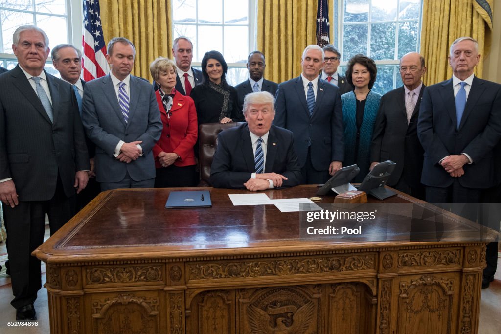 President Trump Signs Executive Order In Oval Office