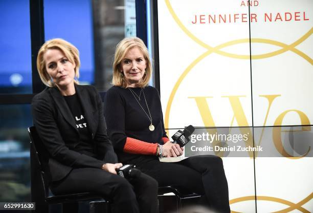 Gillian Anderson and Jennifer Nadel attend the Build Series to discuss their new book 'We: A Manifesto for Women Everywhere' at Build Studio on March...