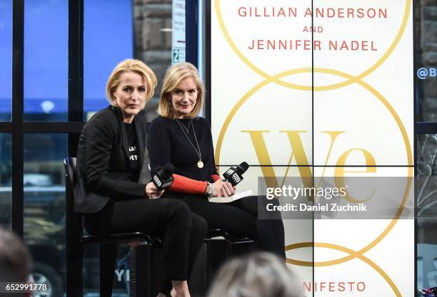 Gillian Anderson and Jennifer Nadel attend the Build Series to discuss their new book 'We: A Manifesto for Women Everywhere' at Build Studio on March...