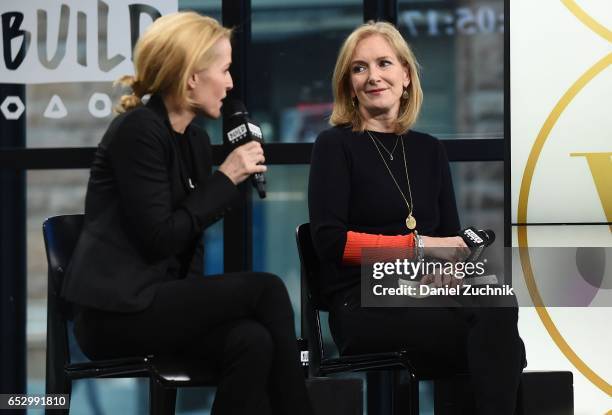 Gillian Anderson and Jennifer Nadel attend the Build Series to discuss their new book 'We: A Manifesto for Women Everywhere' at Build Studio on March...