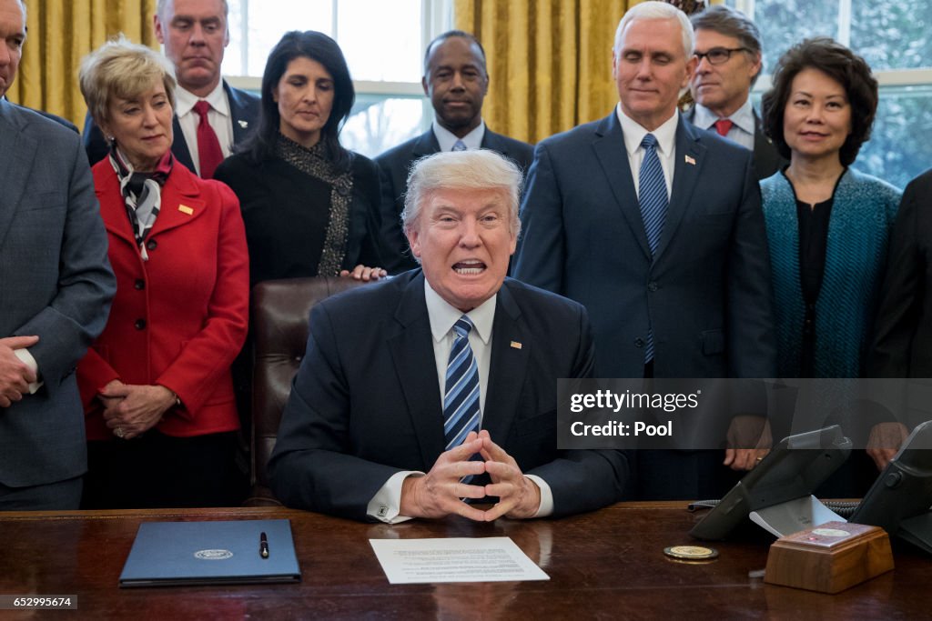 President Trump Signs Executive Order In Oval Office