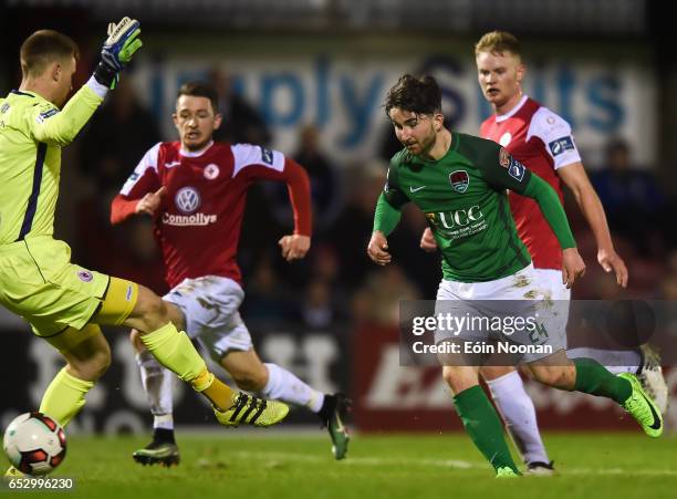 Munster , Ireland - 13 March 2017; Sean Maguire of Cork City scores his side's second goal during the SSE Airtricity League Premier Division match...