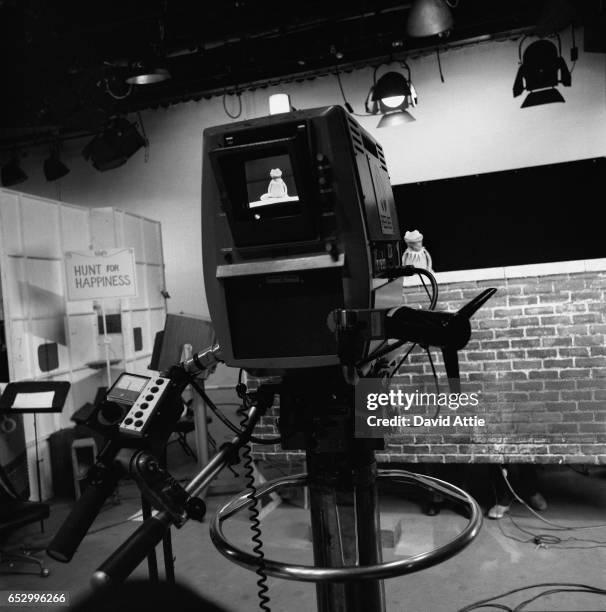 Puppeteer Jim Henson rehearses for an episode of Sesame Street at Reeves TeleTape Studio in 1970 in New York City, New York.