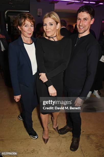 Celia Imrie, Michelle Collins and Joe Coen attend the press night performance of "A Dark Night In Dalston" at the Park Theatre on March 13, 2017 in...