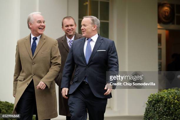 Health and Human Services Secretary Tom Price, Office of Management and Budget Director Mick Mulvaney and White House Press Secretary Sean Spicer...