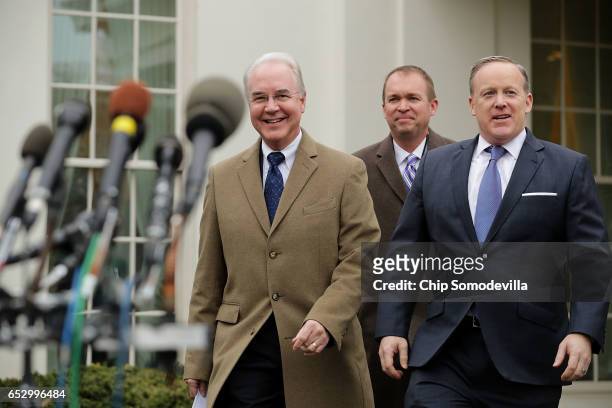 Health and Human Services Secretary Tom Price, Office of Management and Budget Director Mick Mulvaney and White House Press Secretary Sean Spicer...
