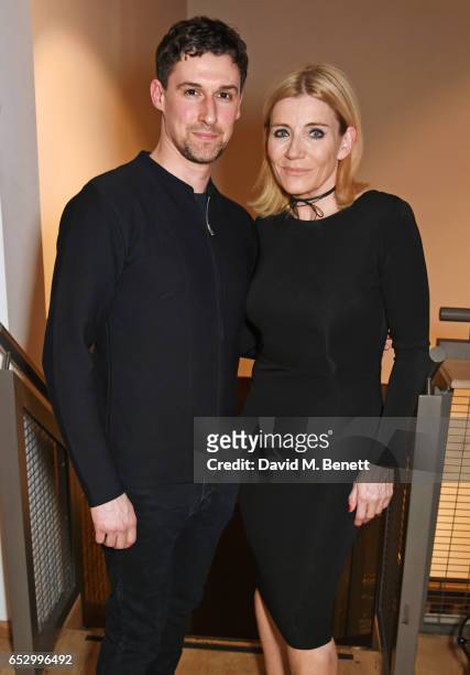 Cast members Joe Coen and Michelle Collins attend the press night performance of "A Dark Night In Dalston" at the Park Theatre on March 13, 2017 in...