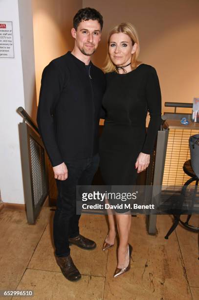 Cast members Joe Coen and Michelle Collins attend the press night performance of "A Dark Night In Dalston" at the Park Theatre on March 13, 2017 in...