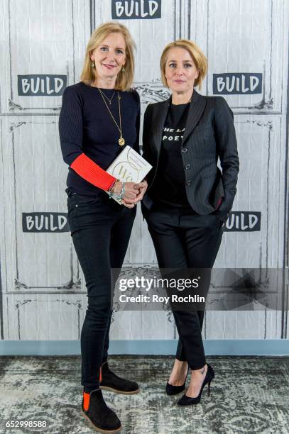 Jennifer Nadel and Gillian Anderson discuss "We: A Manifesto For Women Everywhere" with the Build Series at Build Studio on March 13, 2017 in New...