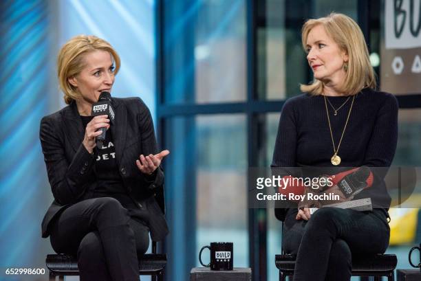Gillian Anderson and Jennifer Nadel discuss "We: A Manifesto For Women Everywhere" with the Build Series at Build Studio on March 13, 2017 in New...