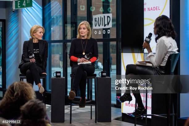 Jennifer Nadel and Gillian Anderson discuss "We: A Manifesto For Women Everywhere" with the Build Series at Build Studio on March 13, 2017 in New...