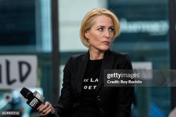 Gillian Anderson discusses "We: A Manifesto For Women Everywhere" with the Build Series at Build Studio on March 13, 2017 in New York City.