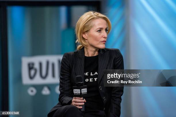 Gillian Anderson discusses "We: A Manifesto For Women Everywhere" with the Build Series at Build Studio on March 13, 2017 in New York City.