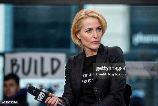 Gillian Anderson discusses "We: A Manifesto For Women Everywhere" with the Build Series at Build Studio on March 13, 2017 in New York City.