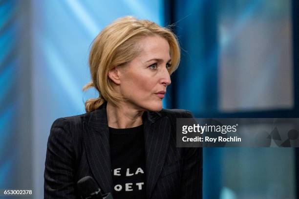 Gillian Anderson discusses "We: A Manifesto For Women Everywhere" with the Build Series at Build Studio on March 13, 2017 in New York City.