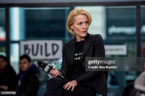 Gillian Anderson discusses "We: A Manifesto For Women Everywhere" with the Build Series at Build Studio on March 13, 2017 in New York City.