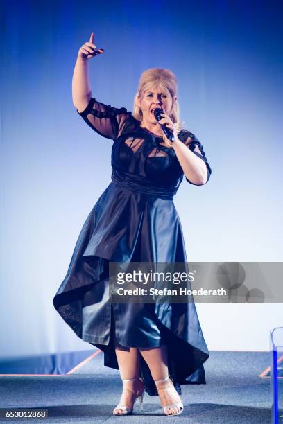 Singer Maite Kelly performs live on stage during a concert at Friedrichstadtpalast on March 13, 2017 in Berlin, Germany.