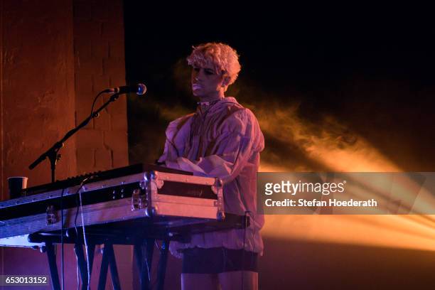 Ryan Wonsiak of Austra performs live on stage during a concert at Astra on March 13, 2017 in Berlin, Germany.