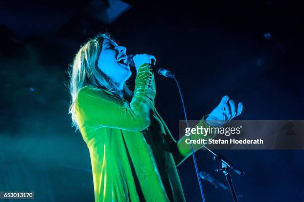 Singer Katie Stelmanis of Austra performs live on stage during a concert at Astra on March 13, 2017 in Berlin, Germany.