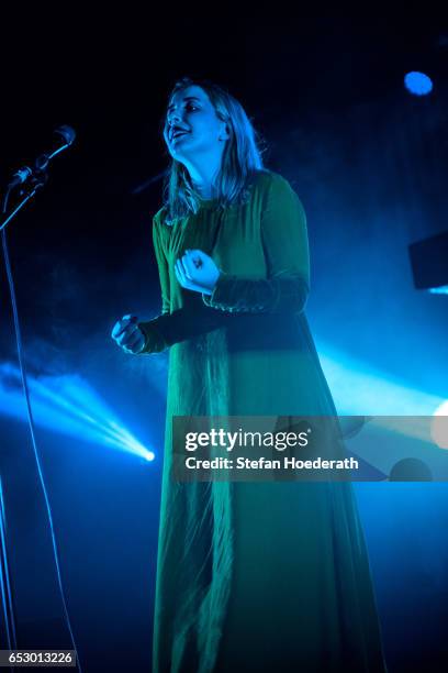 Singer Katie Stelmanis of Austra performs live on stage during a concert at Astra on March 13, 2017 in Berlin, Germany.