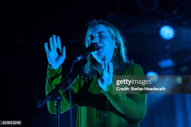 Singer Katie Stelmanis of Austra performs live on stage during a concert at Astra on March 13, 2017 in Berlin, Germany.