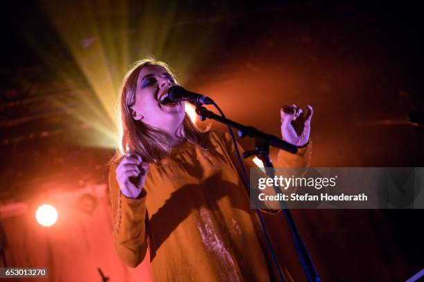 Singer Katie Stelmanis of Austra performs live on stage during a concert at Astra on March 13, 2017 in Berlin, Germany.