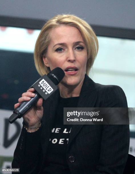 Gillian Anderson discusses "We: A Manifesto For Women Everywhere" during the BUILD Series at Build Studio on March 13, 2017 in New York City.