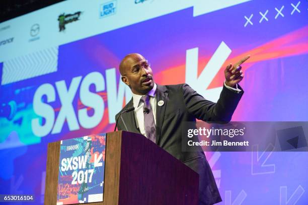 President of DreamCorps Van Jones delivers a talk on The Messy Truth during the SxSW Conference at the Austin Convention Center on March 10, 2017 in...